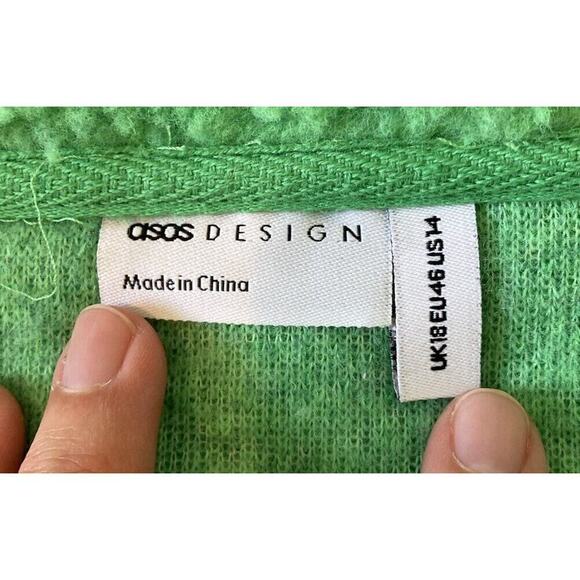 ASOS Design Fleece Crop Jacket Size 14 Women’s Green Full Zip - Picture 3 of 8